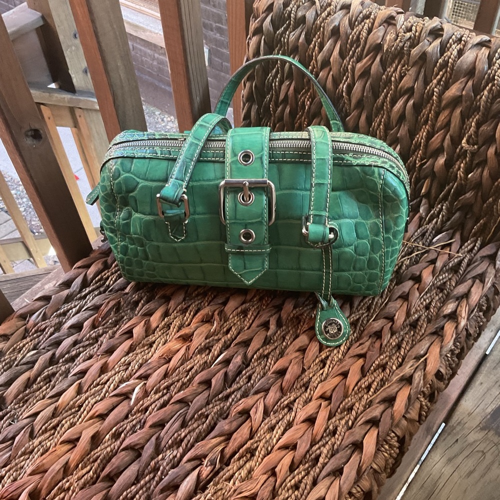 Dooney & Bourke Green Embossed Alligator Calf Leather Bag